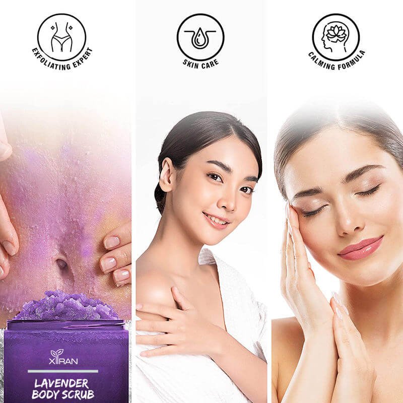 Private Label 100% Pure Natural Organic Lavender Body Scrub 4 A natural exfoliate containing glycolic acid that gently removes dry, dead skin cells