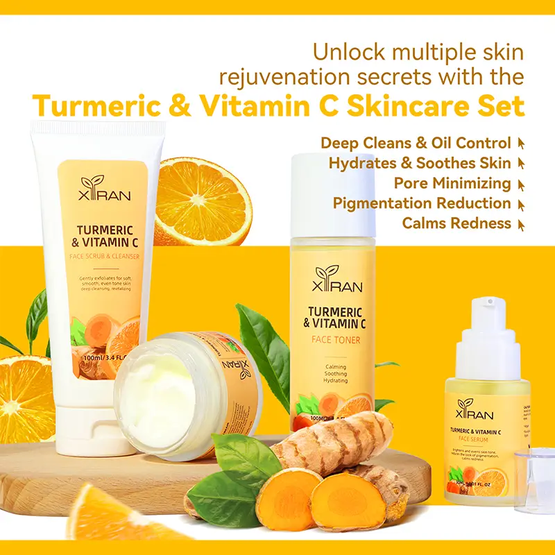Private Label Deep Hydration Turmeric & Vitamin C Skincare Set 4 Turmeric & Vitamin C Skincare Set Effect