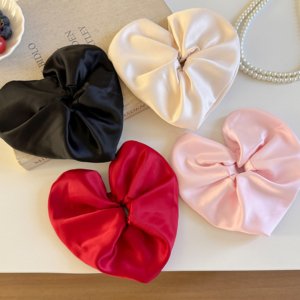 French Retro Love Satin Large Intestine Hair Ring Women's High Elastic Durable Hair Rope Elegant Ponda Rubber Tendon Hair Rope Hair Accessories