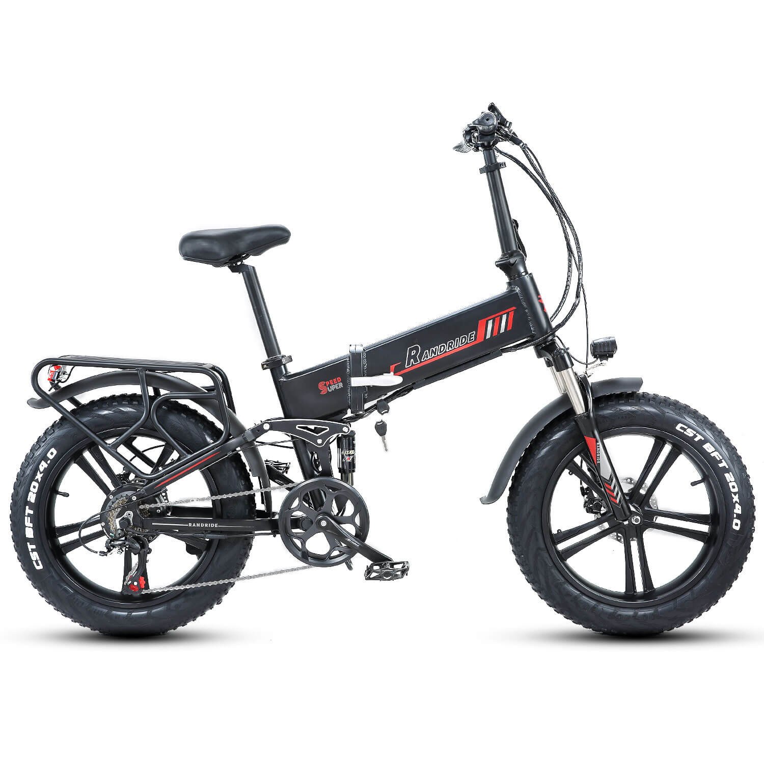RANDRIDE Foldable Electric Bike 1000W 20"x4.0" Fat Tire Folding Ebike