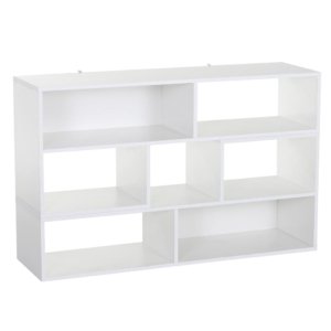 Libreria Salvaspazio per Soggiorno in Legno 120-165 x35x50 cm Bianca