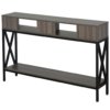3-Shelf Entry Console Table, Grey Black, 120x23.5x75cm