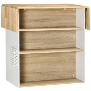 3-Shelf Kitchen Island 140x55x91cm White Wood-Chipboard