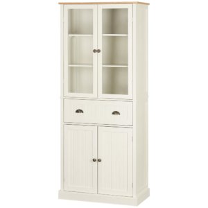 5-Tier Pantry Cabinet w/Center Drawer 76x40x183cm Cream MDF/Particleboard