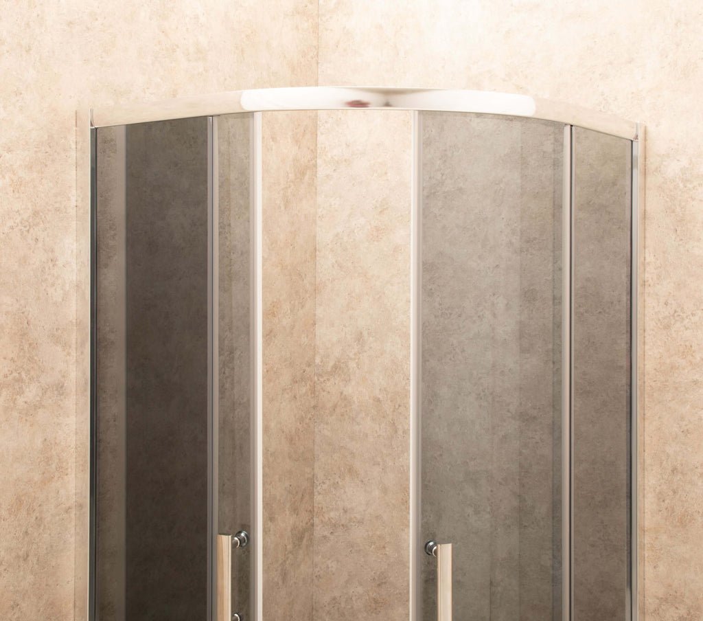 90x90cm Semi-Circular Shower: 2 Sliding Smoked Glass Doors