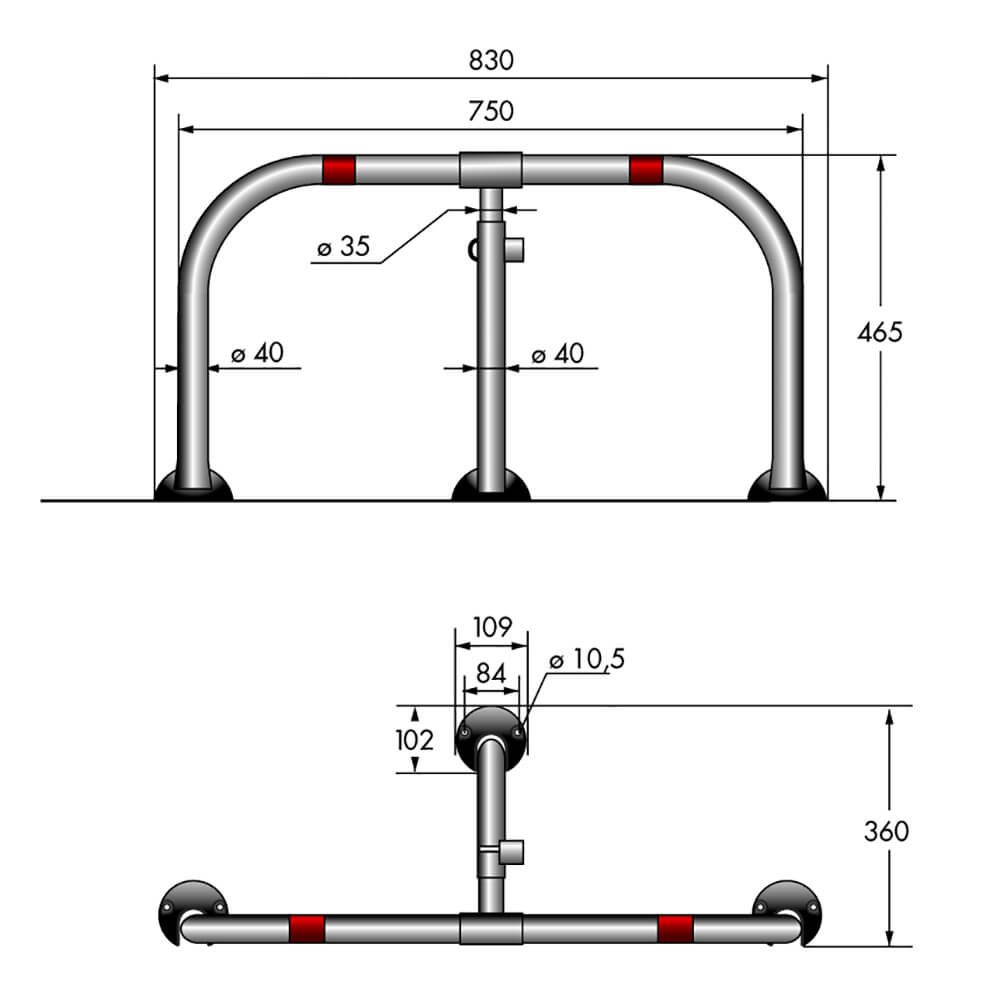 Barriera Dissuasore di Parcheggio Sosta in acciaio 75x46,5 AR0200 Parky Barriers 4 Barriera Dissuasore di Parcheggio Sosta in acciaio 75x46,5 AR0200 Parky Barriers
