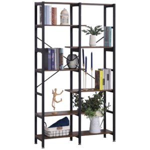 Black Wood & Metal 6-Shelf Bookcase 100x30x182