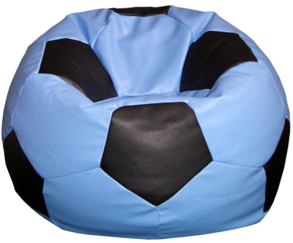Blue & Black Soccer Bean Bag Chair, 100cm Faux Leather