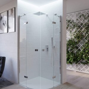 Bonussi 90x90cm Semicircular Shower Glass 2 Swing Doors
