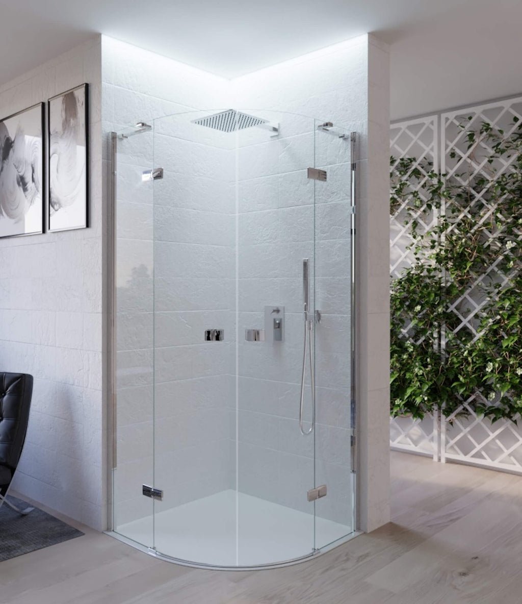 Bonussi 90x90cm Semicircular Shower Glass 2 Swing Doors