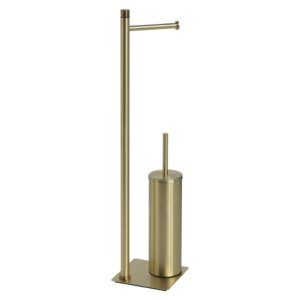 Bonussi Brushed Gold Toilet Paper & Brush Floor Stand 63cm