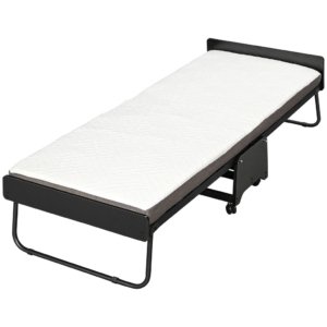 Brandina Pieghevole con Materasso H10 cm 80x200 cm Struttura in Acciaio con Ruote e Doghe