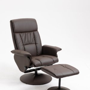 Brown Swivel Recliner Chair 110cm w/Footrest