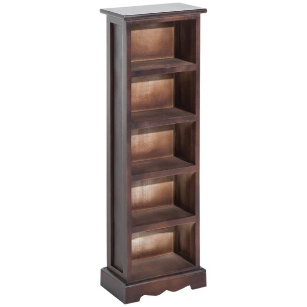Brown Wood 5-Shelf Bookcase 30x17x90cm