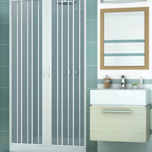 Caldoni PVC Niche Shower Door: 2-Panel Central Opening H185
