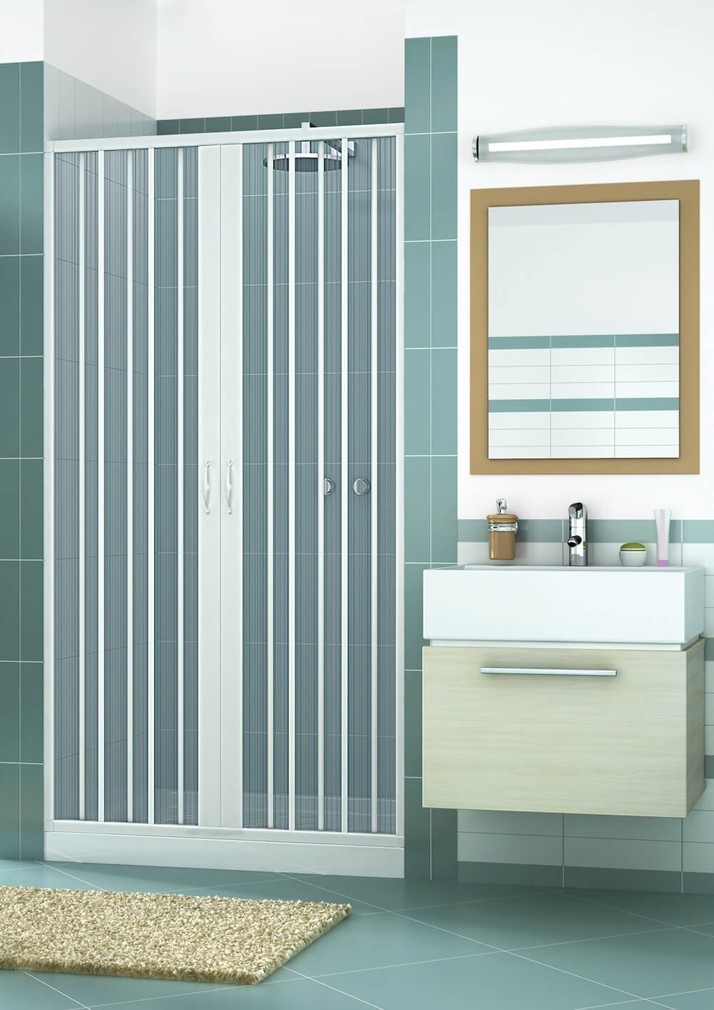 Caldoni PVC Niche Shower Door: 2-Panel Central Opening H185
