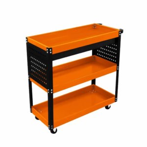 Carrello Portautensili per Officine 3 Ripiani 81,4x79x36,4 cm in Acciaio Arancione
