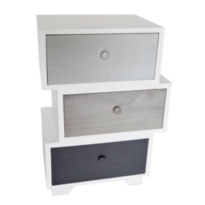 Cassetiera con 3 Cassetti Joint Divisibile in Legno Paulownia Bianco Fadi