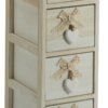 Cassettiera 4 Cassetti 26X32X81 cm in Legno con Cuore