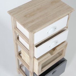 Cassettiera 4 Cassetti 35x25x71 cm in Legno Massello Fumer Emily