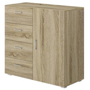 Cassettiera 4 Cassetti con Anta 90x41x87 cm in MDF Rovere