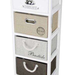 Cassettiera 4 Cassetti in Legno Massello 35x27x80 cm Fumer Zara Bianca