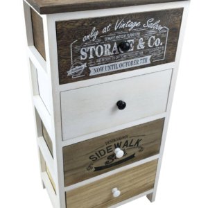 Cassettiera 4 Cassetti in Legno Massello 38x28x73 cm Fumer Trudy