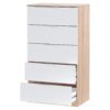 Cassettiera 5 Casetti 60x110x40 cm in Legno Bianco e Rovere