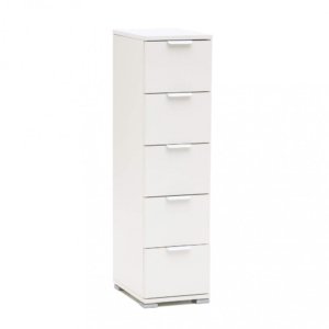 Cassettiera 5 Cassetti Bianca 27x38x103 h cm in Truciolare bilaminato Bianco