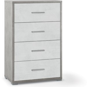 Cassettiera con 4 Cassetti 71x110x41 cm Cemento/Ossido Bianco