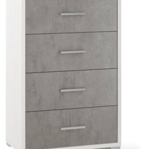 Cassettiera con 4 Cassetti 71x110x41 cm Ossido Bianco/Cemento