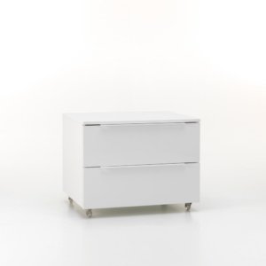 Cassettiera con Ruote 2 Cassetti 70x52x57 cm in Legno TFT Kato Bianco Opaco