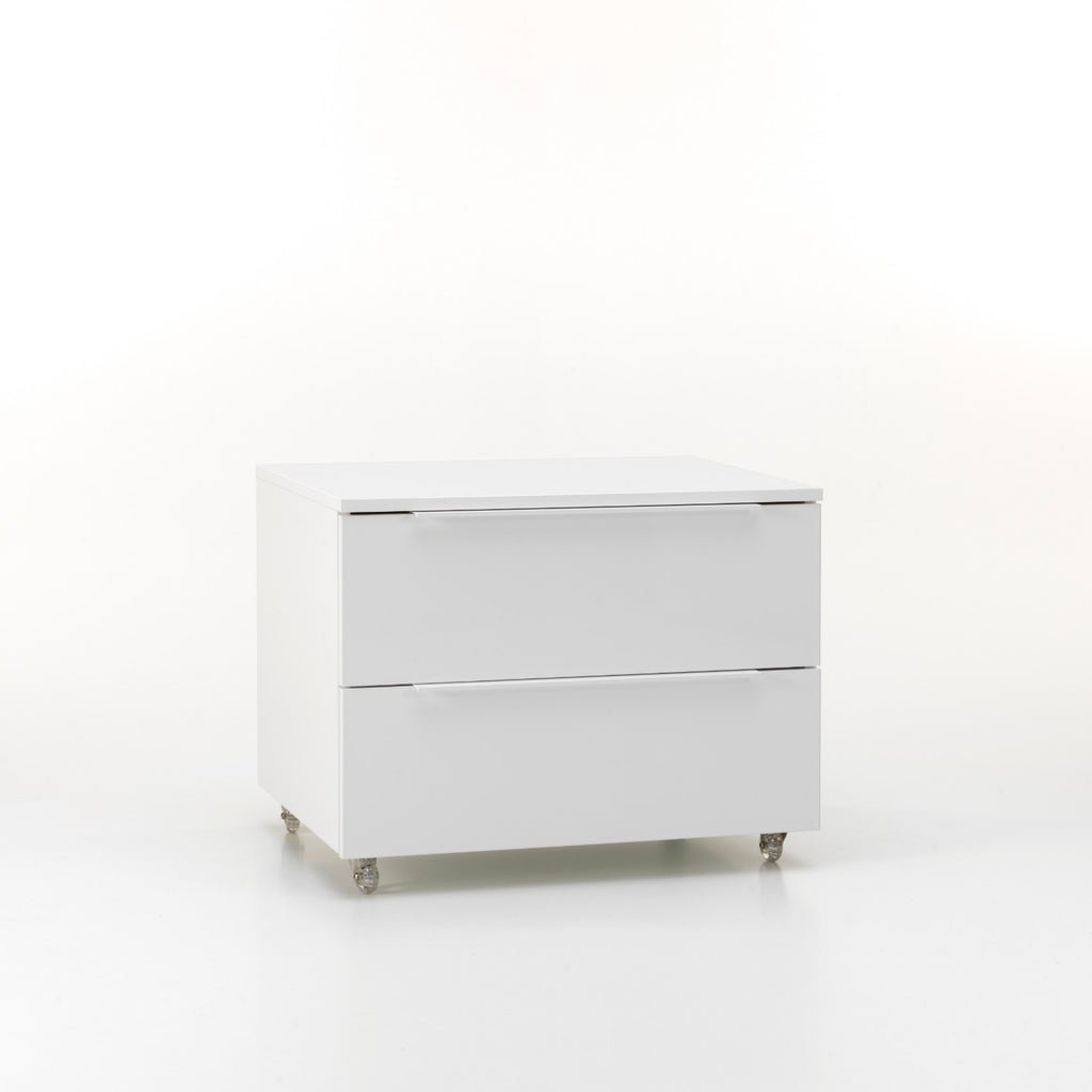 Cassettiera con Ruote 2 Cassetti 70x52x57 cm in Legno TFT Kato Bianco Opaco
