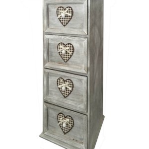 Cassettiera in Legno 3 Cassetti 29x22H55,2cm Demetra Cuore