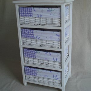 Cassettiera in Legno 4 Cassetti 40x29H73cm Lavanda