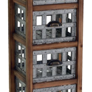 Cassettiera in Legno 4 Cassetti Marrone/Grigio