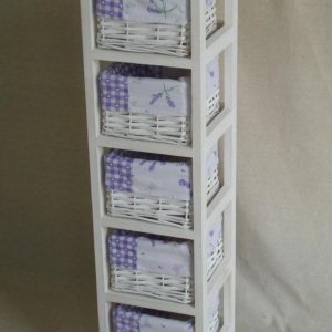 Cassettiera in Legno 5 Cassetti 25x25H94cm Lavanda