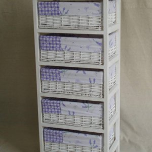 Cassettiera in Legno 5 Cassetti 40x29H90cm Lavanda