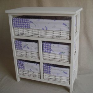 Cassettiera in Legno 5 Cassetti 50x25H59cm Lavanda