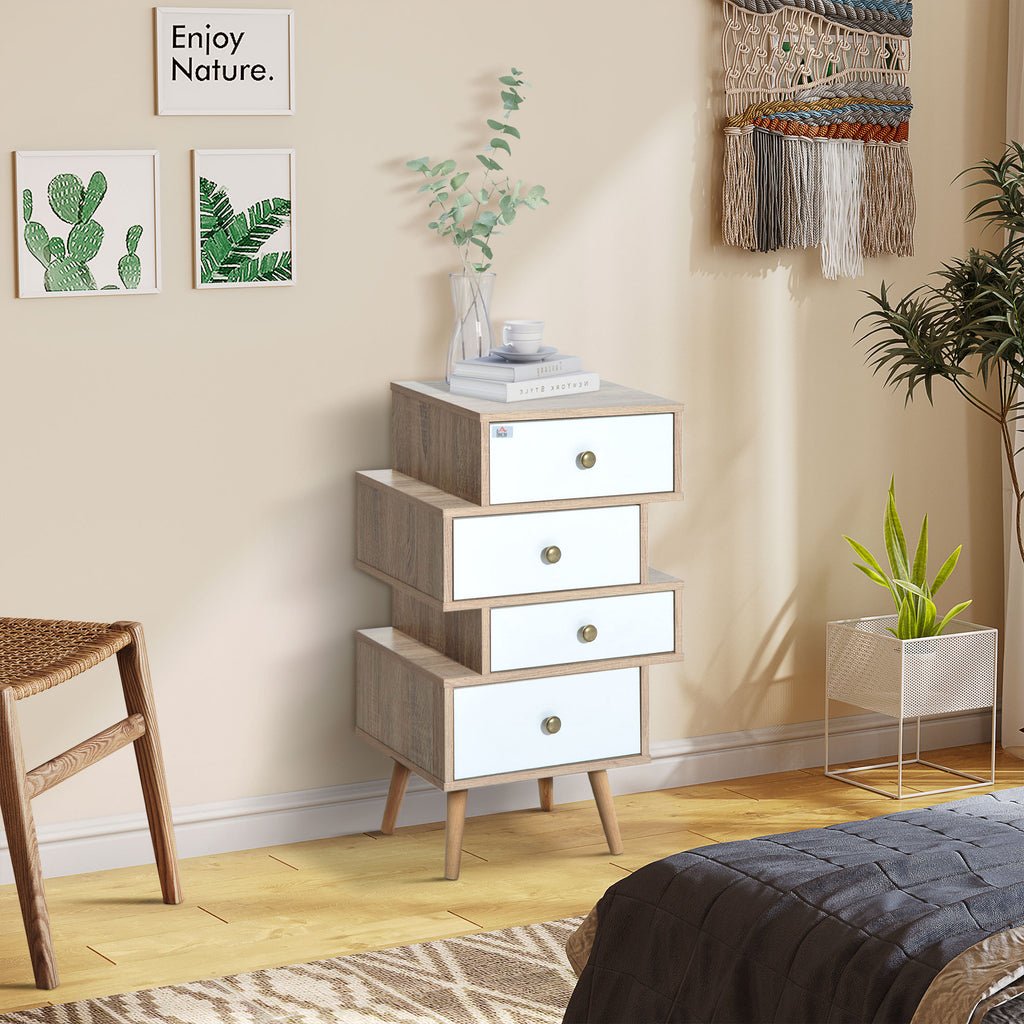 Cassettiera in Legno Stile Nordico Legno e Bianco 47x29.5x81 cm 2 Cassettiera in Legno Stile Nordico Legno e Bianco 47x29.5x81 cm