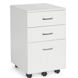 Cassettiera Nadir 3 Cassetti Frassino Bianco in Legno