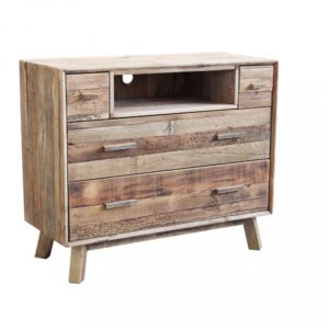 Cassettiera Nelson 110x48x92 h cm in Pino riciclato Marrone