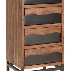 Cassettiera Yellowstone 45x40x100 cm in Legno di Acacia e in Ferro Marrone e Nero