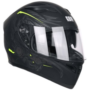 **"CGM Tampere Indian 316S Full Face Scooter Helmet with Extended Visor, Matte Fluorescent Yellow, Various Sizes"**