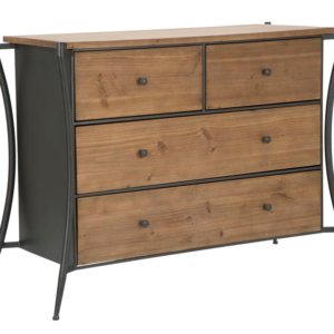 Como' Glasgow 122x49x85 cm Legno di Abete e in Ferro Marrone e Grigio