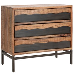 Comò Yellowstone 88x45x80 cm in Legno di Acacia e in Ferro Marrone e Nero