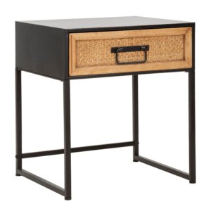 Comodino 1 Cassetto 45x40x51,5 cm in Metallo e Legno