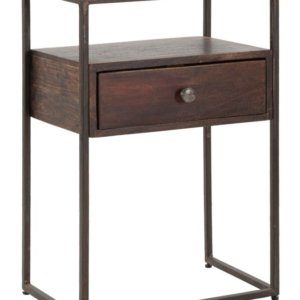 Comodino Burn 45x30x66 cm in Legno di Acacia e in Ferro Marrone