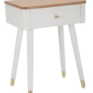 Comodino Matera 45x62x32 cm in Legno MDF e Ferro Bianco/Marrone