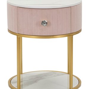 Comodino Montpellier Rosa Ø 42x48 cm in Ferro Legno